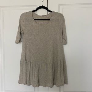 Cream Scoop Neck Top with Ruffle Size S